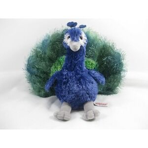 PEACOCK‎ AURORA WORLD Plush 9"  x 12"  Beautiful Colors Purples Greens Stuffed